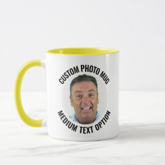 Tasse photo personnalisée Combo TEXTE MOYEN JAUNE