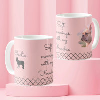 Tasse photo rose pastel personnalisée Bouledogue f