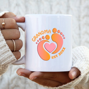 Tasse Pieds de Bébé Rose Orange pour Grand-Mère