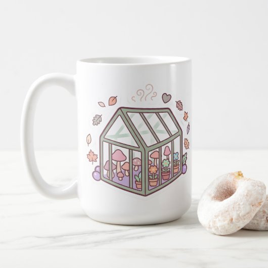 Tasse Pixel Champignon de Serre Kawaii (Avec donut)