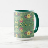 Tasse Plancher de la Forêt Florale avec nom (Devant droit)