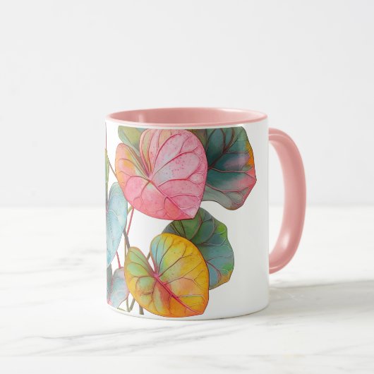 tasse plante couleur rose feuille (Devant droit)