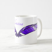 Tasse - Plumes violettes et nom (Devant droit)