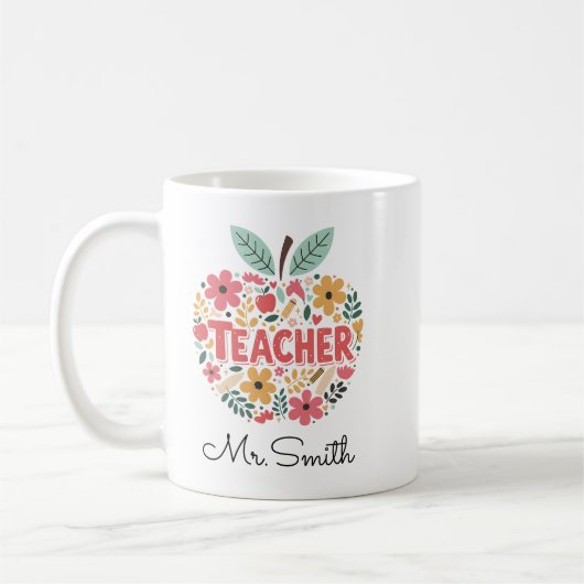 Tasse Pomme Enseignant – Pomme Rouge Classique (Gauche)