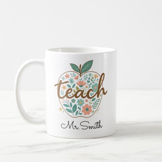 Tasse Pomme Enseignant – Pomme Rouge Classique (Gauche)