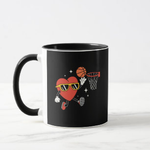Tasse pour amateur de basket-ball avec dunk et cœu