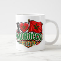 Tasse pour fan de football de l'équipe Maroc J'aim