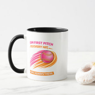 Tasse pour Maman de Softball – Du Premier Lancer à
