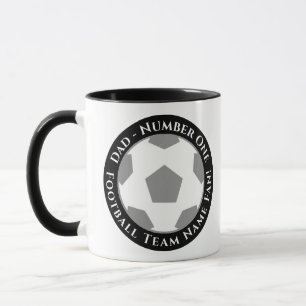 Tasse pour papa de football noir et blanc