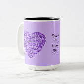 Tasse pourpre personnalisée de coeur de BFF (Devant gauche)