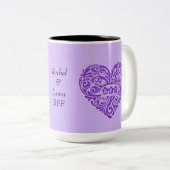 Tasse pourpre personnalisée de coeur de BFF (Devant droit)
