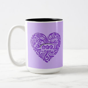 Tasse pourpre personnalisée de coeur de BFF