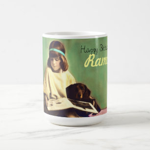 Tasse précieuse de thé de café de chien de teck