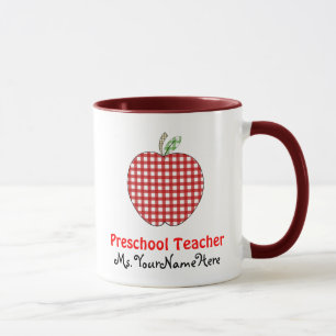 Tasse préscolaire de professeur - guingan rouge