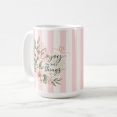 Tasse « Profitez des petites choses » à fleurs ros (Devant gauche)