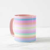 Tasse rayée à palette rose pastel mignonne (Devant gauche)