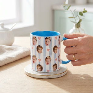 Tasse rayée avec photo personnalisée   Bébé mignon