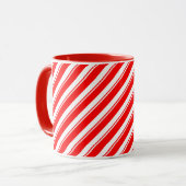 Tasse rayée blanche rouge de motif de menthe (Devant gauche)