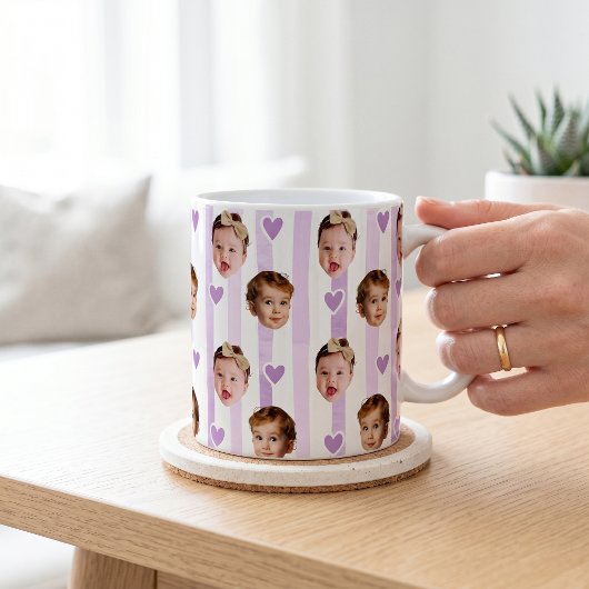 Tasse rayée de photo personnalisée | Bébé mignon