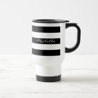 Tasse rayée noire et blanche personnalisée de