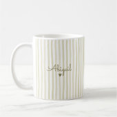 Tasse rayée personnalisée vert sauge pour elle (Gauche)