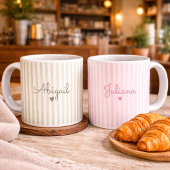 Tasse rayée personnalisée vert sauge pour elle