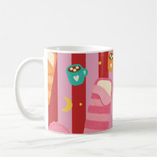 Tasse rayée rose et rouge avec motif de soirée pyj
