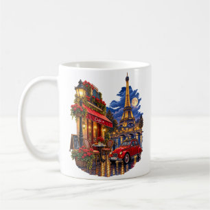 Tasse recto-verso Rue de Paris de nuit pour gauche