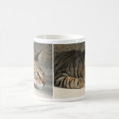 Tasse réfléchie adorable de chat tigré (Centre)
