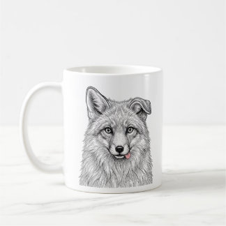 Tasse Renard Arctique - Mug en noir et blanc