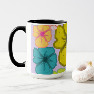 Tasse Rétro Bicolore à Motif Floral Coloré