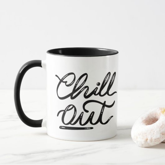 Tasse Rétro « Chill Out » - Lettres Manuscrites (Avec donut)