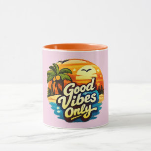 Tasse Rétro Coucher de Soleil Bonnes Vibrations Un