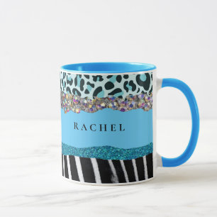 Tasse Rétro Glam Moderne Fille Turquoise Bleu Cana