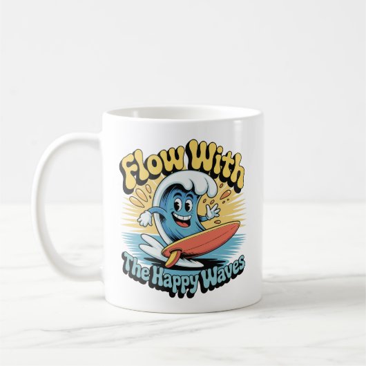 Tasse Rétro Surf Flow With The Happy Waves (Gauche)