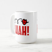 Tasse romantique de baiser avec les lèvres rouges (Devant gauche)