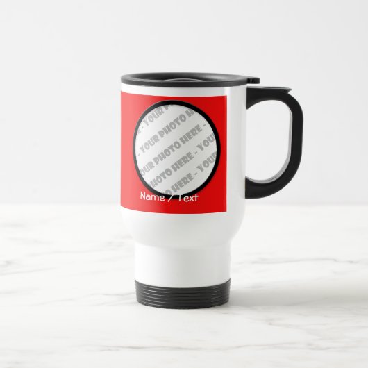 Tasse ronde de voyage de photo et de textes - (Droite)