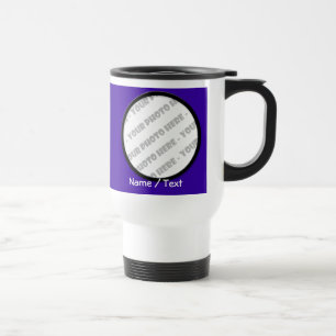 Tasse ronde de voyage de photo et de textes -