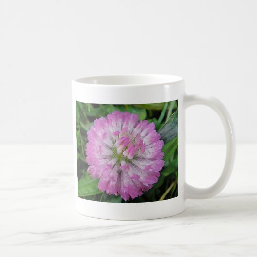 Tasse rosa Kleeblüte mit Wassertropfen Koffiemok (Rechts)