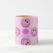 Tasse rose à visage heureux avec poignée rose (Centre)