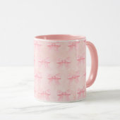 Tasse rose avec noeuds roses (Devant droit)