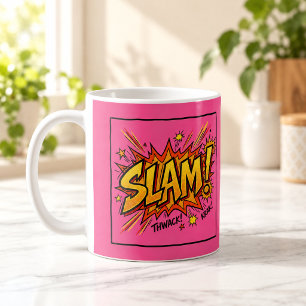 Tasse Rose Chaude Pop Art Bande Dessinée SLAM