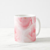 Tasse rose-clair de pivoine florale d'aquarelle (Devant droit)