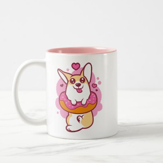 Tasse rose de corgi de beignet (Gauche)