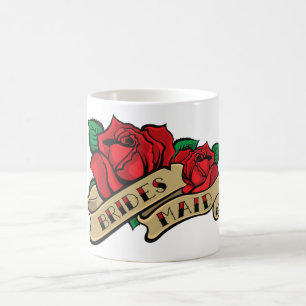 Tasse rose de demoiselle d'honneur de tatouage