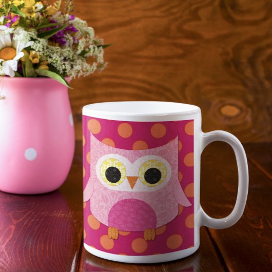 Tasse rose de hibou