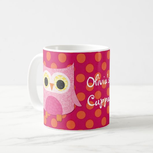 Tasse rose de hibou (Devant gauche)