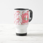 Tasse rose de monogramme de motif de Flamant rose (Devant droit)