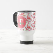 Tasse rose de monogramme de motif de Flamant rose (Devant gauche)