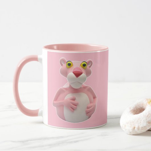 Tasse rose de panthère - tasses en caoutchouc de (Avec donut)